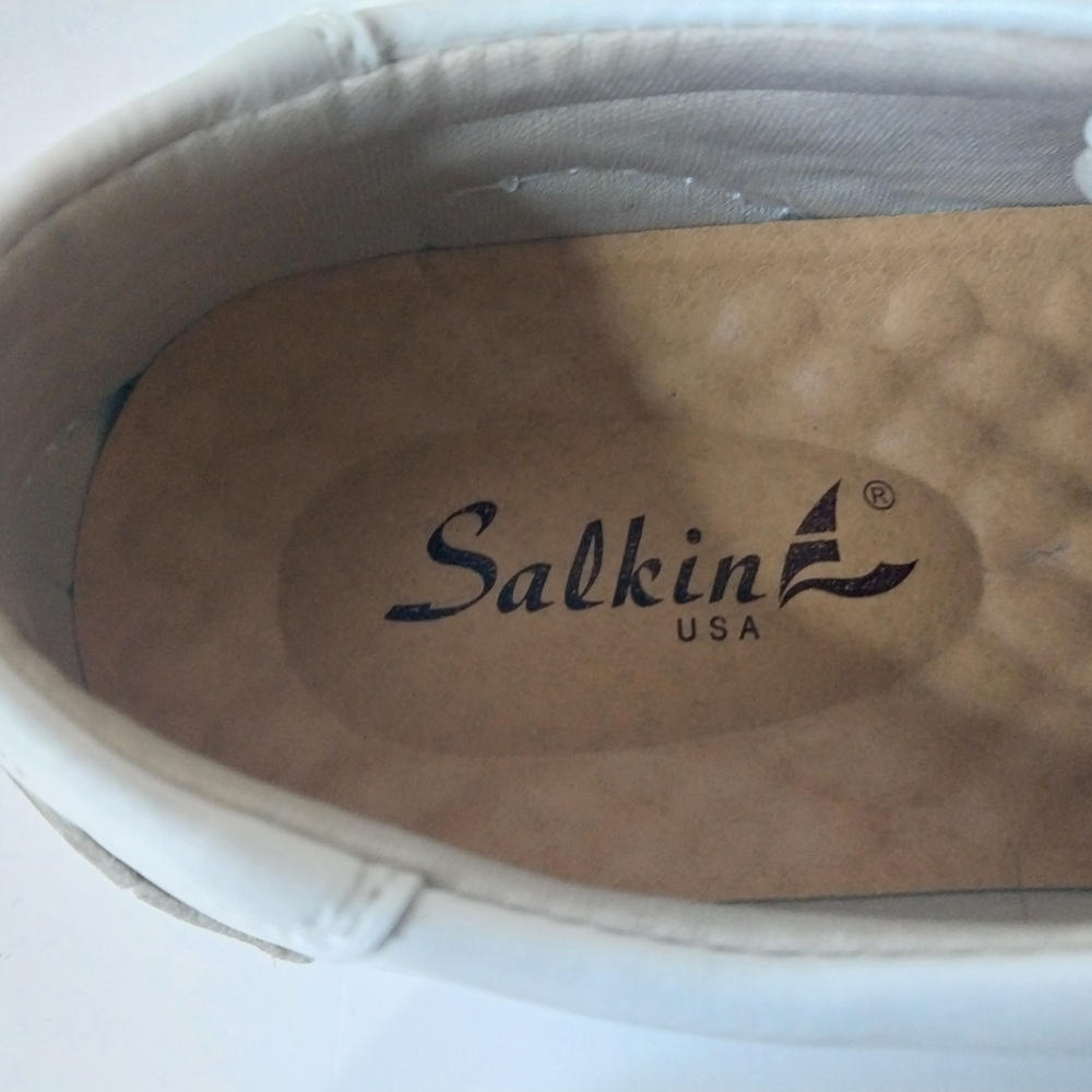 Salkin Size 40 Handmade White Leather Men's Sneakers - Picture 10 of 11